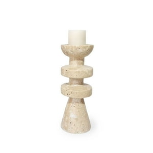 Santu Home & Deco - Candelabro Torre Alfil Figura Decorativa Travertino Pequeño