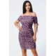 thumbnail image 1 of Vestido Ajustado Fruncido con Hombros Descubiertos y Estampado de Leopardo, 1 of 5