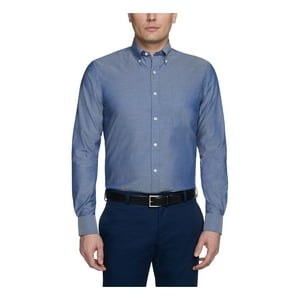 Camisa Tommy Hilfiger Para Hombre, No Planchada, Lisa, Azul Noche