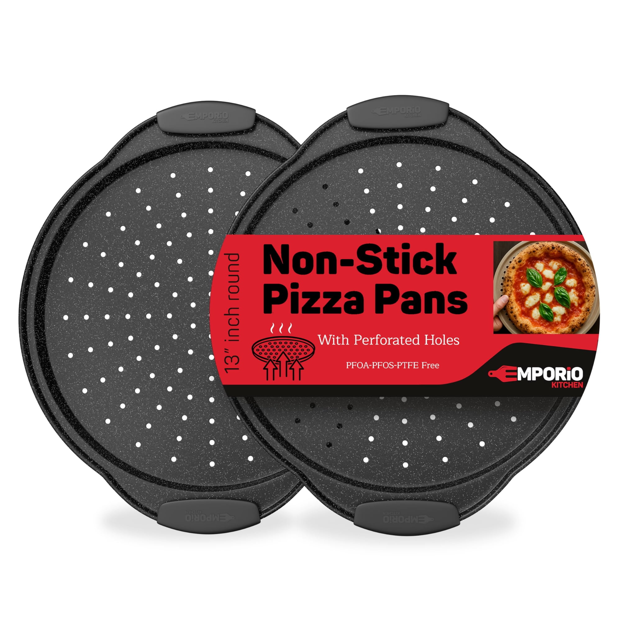 Set De 2 Moldes Para Pizza Emporio Kitchen De 33 Cm, Antiadherentes