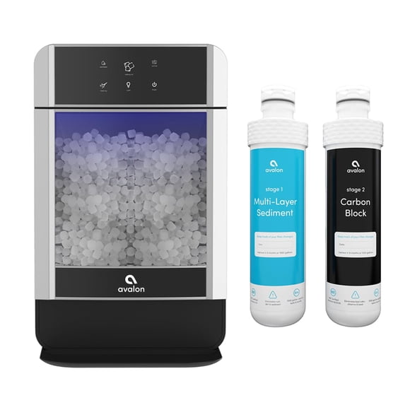 Máquina de hielo Avalon Nugget de 38 lb/día con filtros para línea de agua