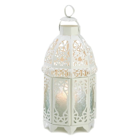 Gallery Of Light - Lantern Home Locomotion 10013364, Celosía Blanca, Hierro Y Cristal