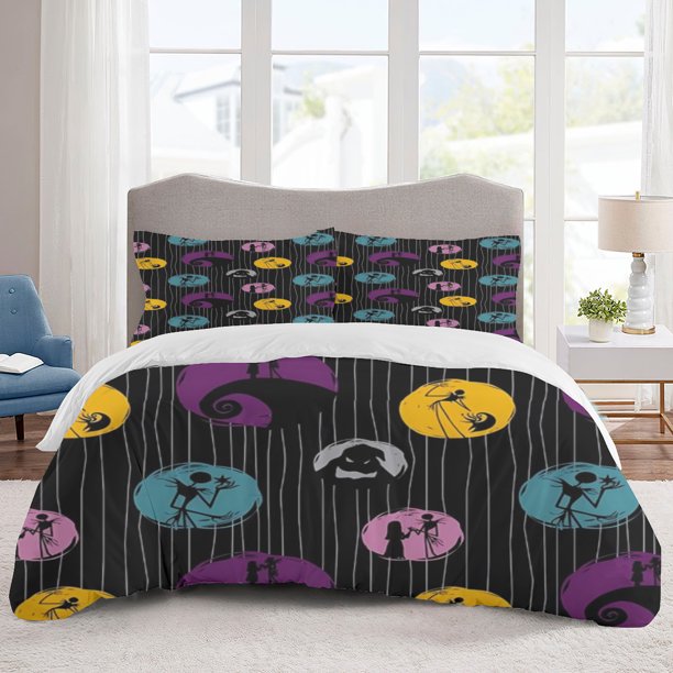 The Nightmare Before Christmas Bedding Sets Cartoon Duvet Cover Lightweight 3 Piece Bet Sets for Kids Boys Girls