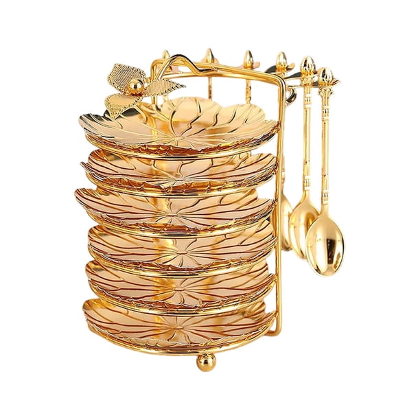 Plato de fruta multifuncional con cucharas, platos para servir Bandeja de servicio de estilo europeo reutilizable para Hotel Cocina Boda Snack Cupcake , estilo b