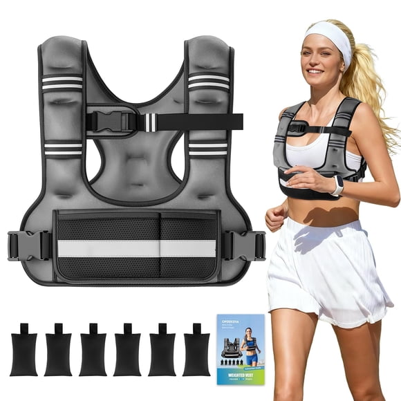 Chaleco lastrado ajustable OPDEKEHA de 3 a 6 kg para mujer con bolsillos