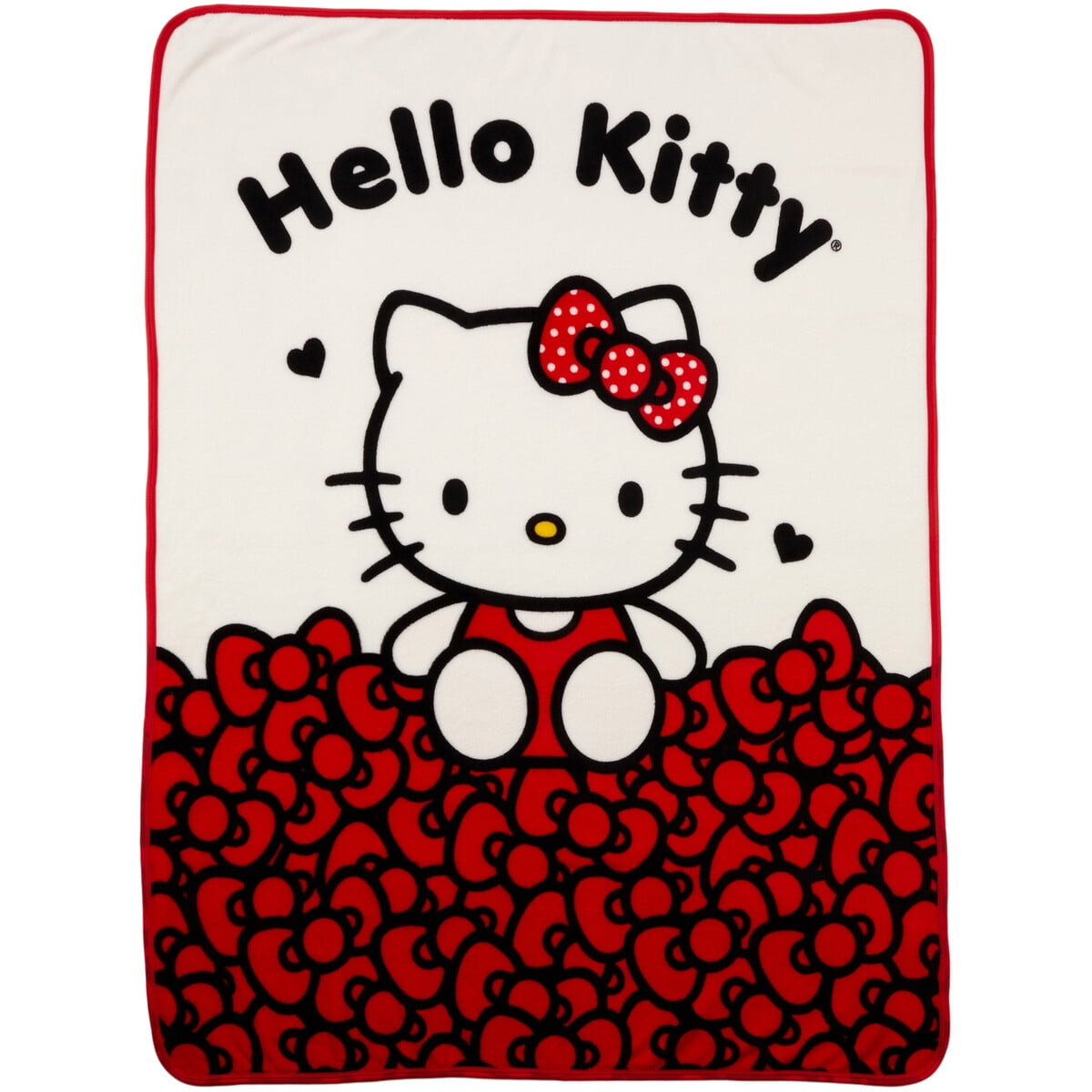 Manta Polar Hello Kitty Infantil 46x60 Rojo Blanco Microfibra