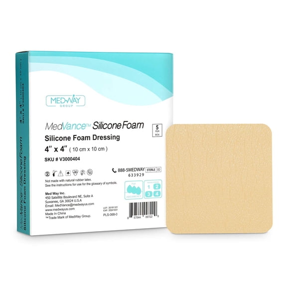 Adhesivo absorbente de espuma de silicona Dressing MedVance TM, 4 x 4 cm