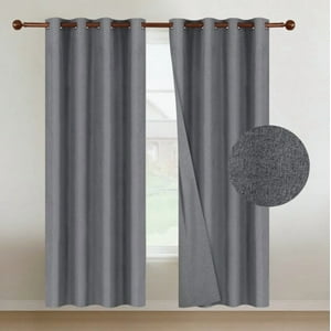 Atlas - Cortinas Blackout 2 Paños 140X220 Lino Doble Faz Gris Oscuro