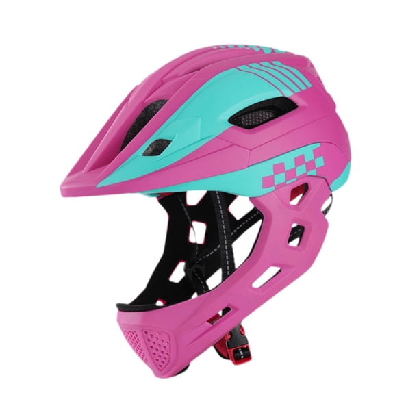 Casco De Bicicleta Para Niños, Equipo Protector De Ventilación De Cara Completa, Casco De Ciclismo De Espuma De PC, Cuadros Rojos Rosas