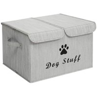 Caja De Almacenamiento De Juguetes Para Perros Morezi Bamboo Grey Lino-Algodón