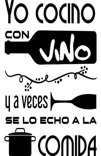 Rienda Libre Graphics - Frase Deco Yo Cocino Con Vino Fr‑11035