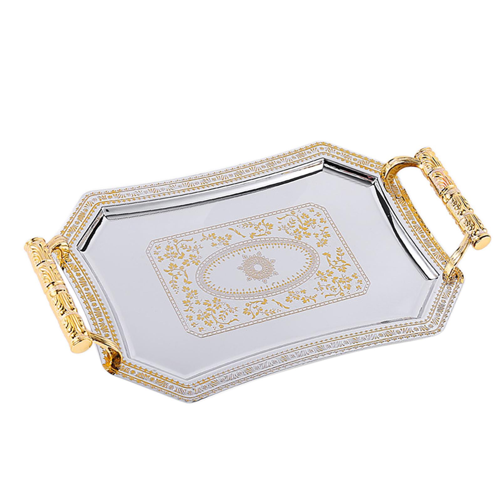 Bothyi - Bandeja Organizadora De Postres Con Patrón De Acero Inoxidable Para La Cena De La Cocina Del Hogar