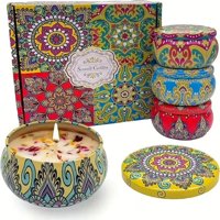 Byxas - Set De Velas De Regalo Para Mujer, Paquete De 4 Velas Perfumadas Con Un 8 % De Aceites Esenciales, Velas De Aromaterapia De Larga Duración (120 Horas) Para Relajarse En Casa