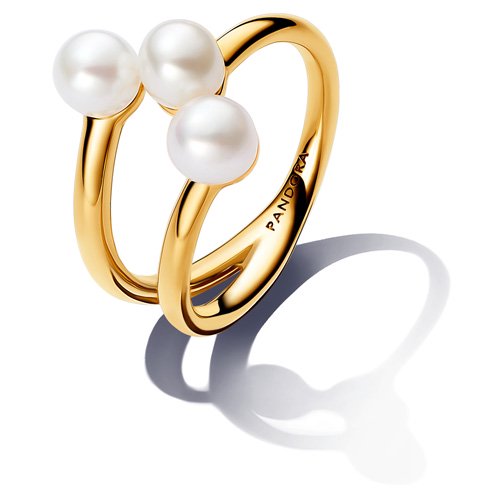 Anillo Pandora Open Con Treated Freshwater Cultured Pearl 14K Gold Plating