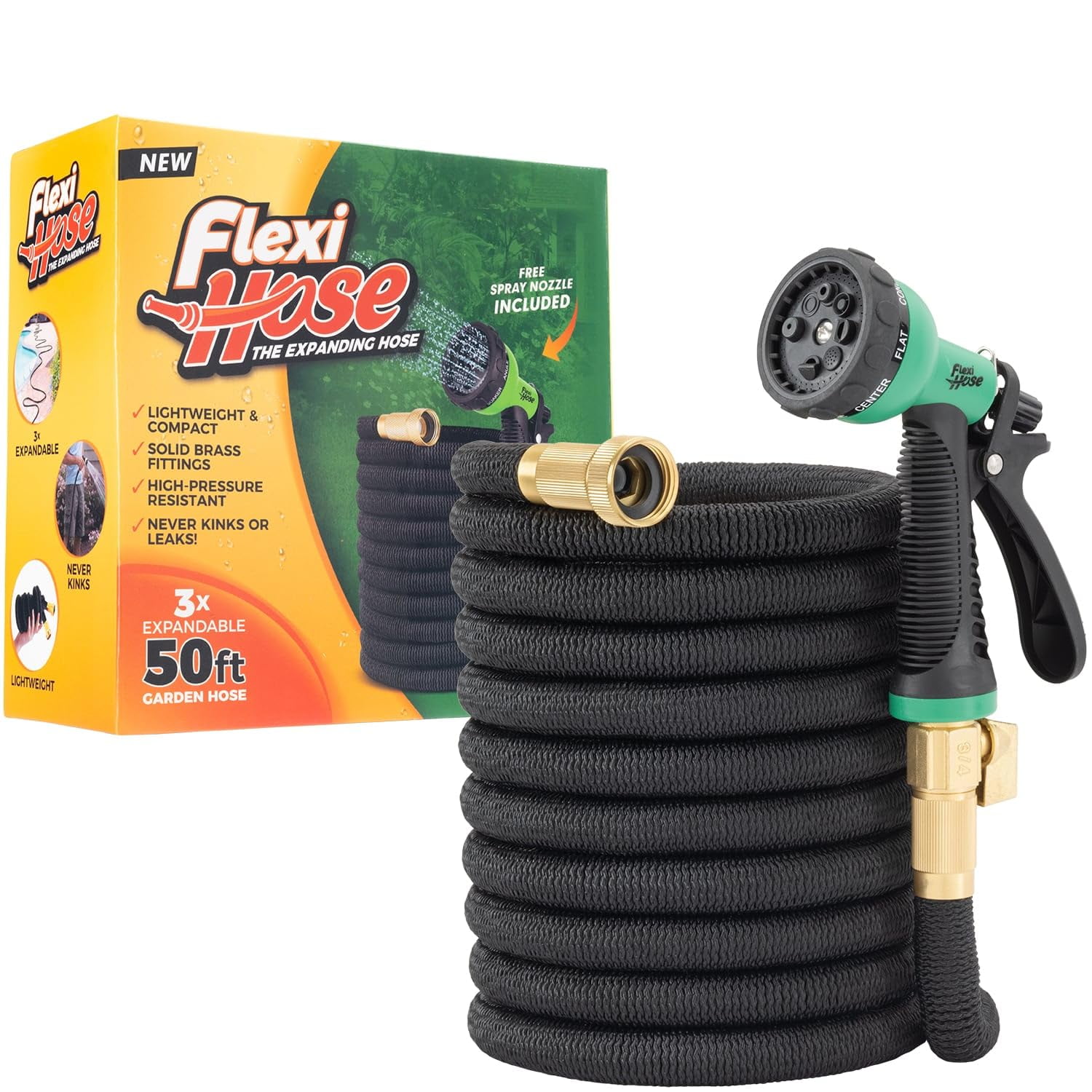 Flexi Hose - Manguera Flexible Para Jardín, Extensible, 15 M, Con Boquilla De 8 Funciones