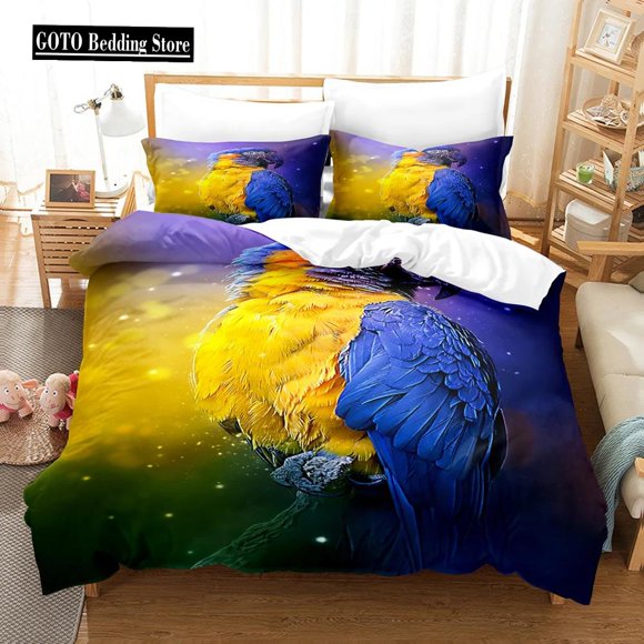 x361 Bed SheetsCute Parrot Bedding Set x Winter Duvet Cover Sets Twin Full Bedroom Set Bamboo Fiber Housse De Couette 3-Piece Bedding Set (1 Duvet Cover + 2 Pillow Shams) nj361