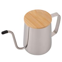 Magideal - Hervidor De Cuello De Ganso Con Tapa De Bambú, Hervidor De Té De 600 Ml, Hervidor De Goteo Estrecho, Hervidor De Café Para Verter De Acero Inoxidable