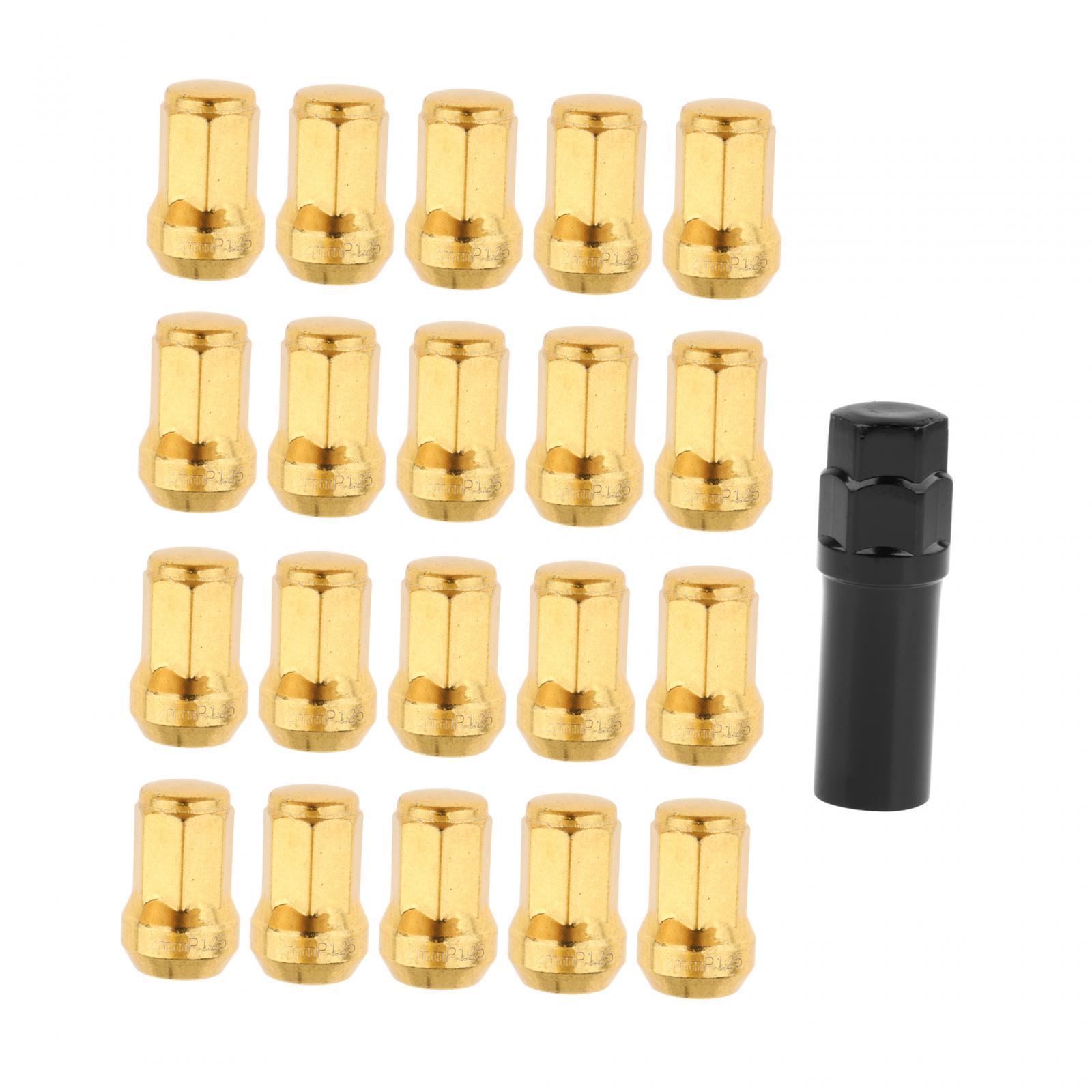 Ioensy - 20 Piezas Tuercas De Rueda M12 Con Piezas De Reparación De Zócalo Accesorio Profesional Oro M12X1.25