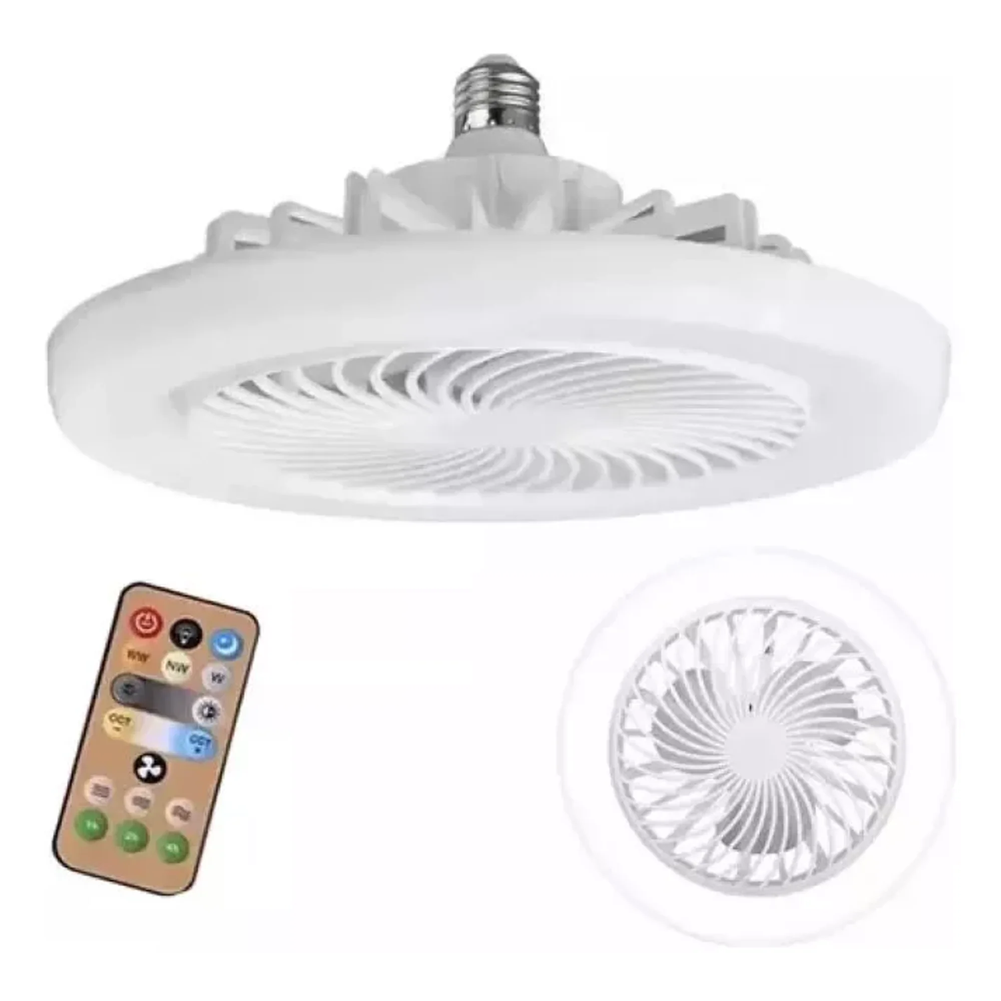 Max - Ventilador Ampolleta Para Soquete E27 De Techo Luz Blanco