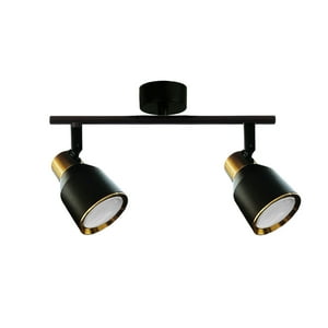 Hbled - Foco Spot Cielo O Muro Porta 2Xgu-10 Round Negro/Dorado Incluye Ampolleta