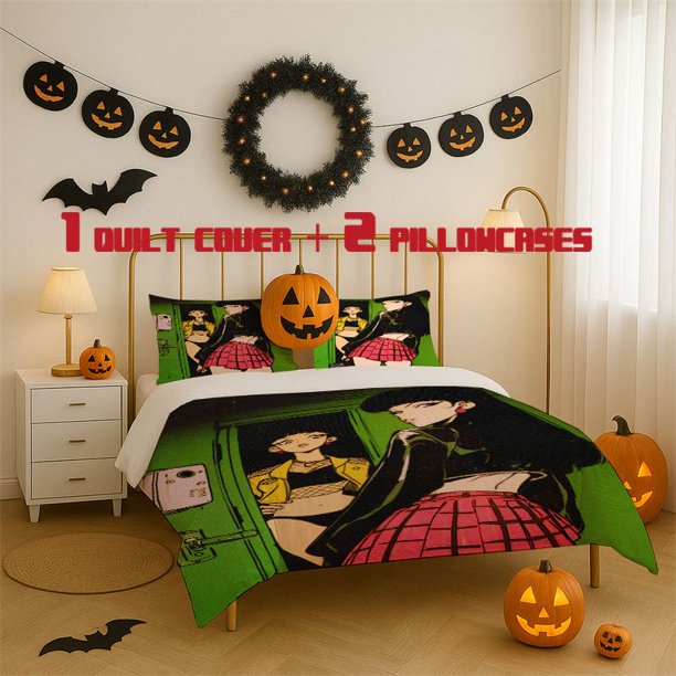 3pcs Anime Character Printed 3pcs Bedding Set Soft Duvet Cover with 2 Pillowcases All Season Comfort