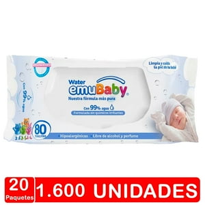 Caja - Toallas Emubaby Water - 20 Paquetes 80 Uds. Cu.