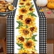 thumbnail image 1 of 1pc Thanksgiving Table Runner, Buffalo Plaid Pumpkin Dwarf Sunflower Kitchen Dining Decoration, Vintage Seasonal Fall Harvest Farmhouse Table Runner, Tea Table Cabinet Cover Cloth, Gift, Holiday Decor, 1 of 5