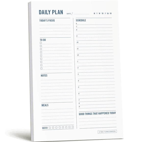 Bloc de notas Daily Planner para dos plantas rodadoras con horario