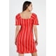 thumbnail image 4 of Vestido con Mangas Abullonadas, Ribete de Volantes y Detalle de Encaje en la Parte Delantera de Rayas Rojas, Rojo ' M, 4 of 4