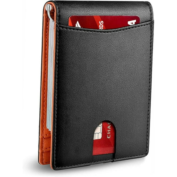 Billetera para hombres, bolso para hombres, diseño delgado, billetera minimalista y cerradura rfid, material de cuero preferido