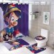 thumbnail image 1 of Las aventuras de Pinocho-theme 4-Piece Shower Curtain Set with Rugs, Waterproof Bathroom Decor Set Includes Bath Mat, U-Shaped Rug, Toilet Lid Cover and Curtain with Hooks, 1 of 6
