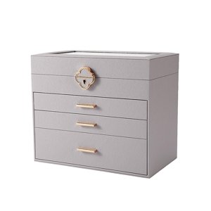 Ioensy - Joyero De Cuero Para Regalo, Divisores Extraíbles, Organizador De Joyas Para Anillos, Mamá, Gris Plateado