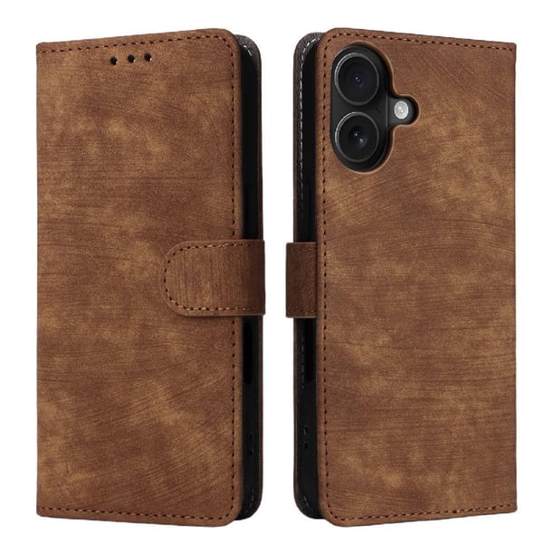 Funda Billetera para iPhone 17 con Soporte - Cartera de Cuero con Ranuras Marrón
