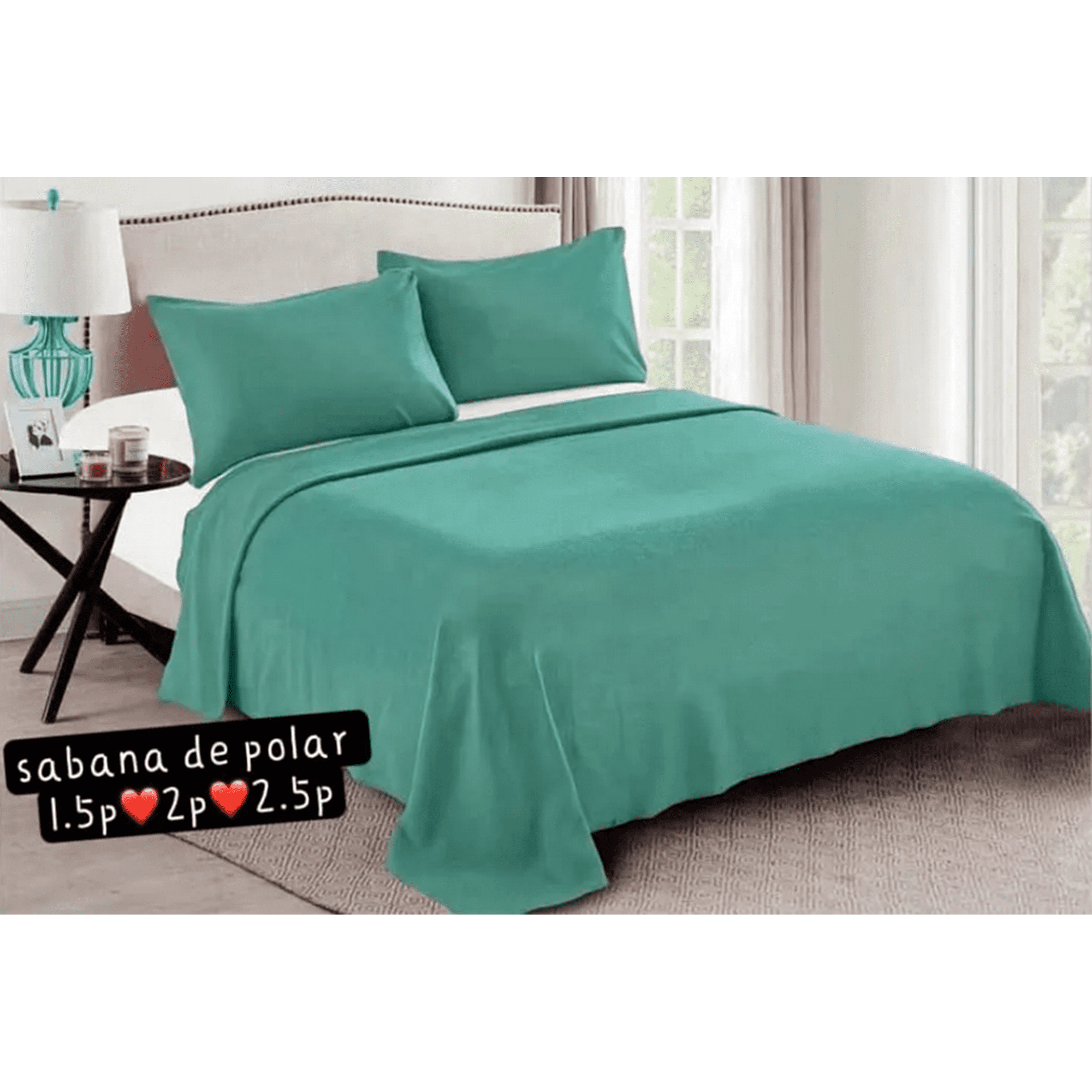 Genérico - Juego Sabanas Polar 2 Plazas Color Turquesa