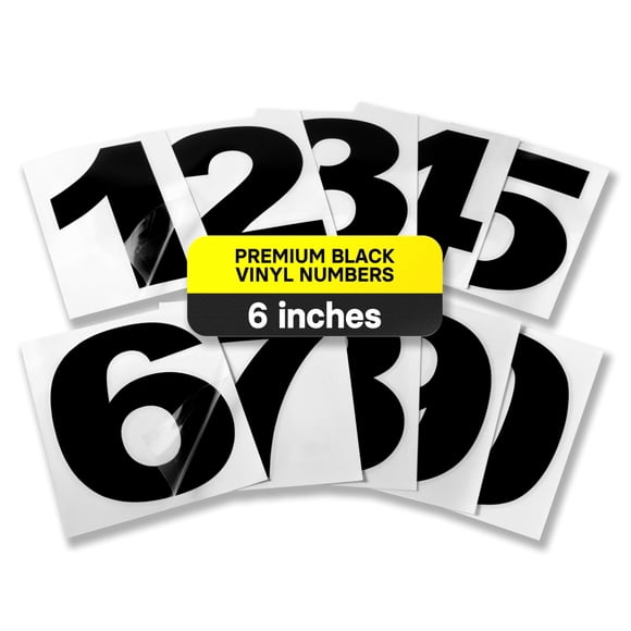 Calcomanías numéricas de vinilo Sutter Signs 6 cm negras 0-9 resistentes a la intemperie