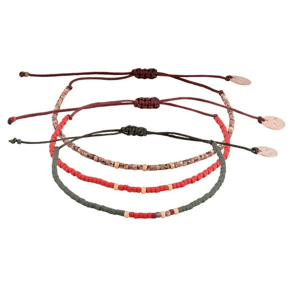 Pack Pulseras Picasso Verde y Ladrillo con Mostacillas Bañadas en Oro multicolor Talla única