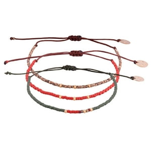 Zazü - Pack Pulseras Picasso Verde Y Ladrillo Con Mostacillas Bañadas En Oro Multicolor Talla Única