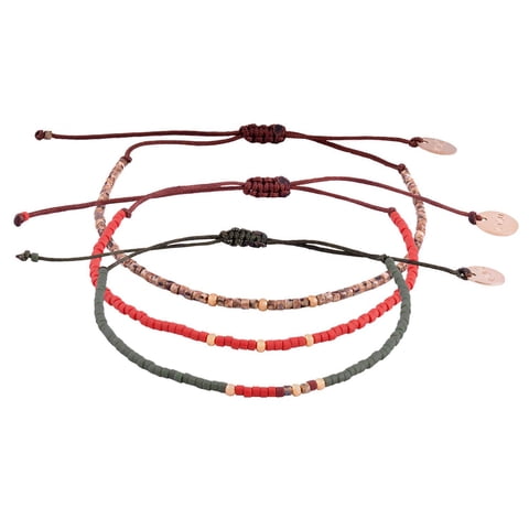 Zazü - Pack Pulseras Picasso Verde Y Ladrillo Con Mostacillas Bañadas En Oro Multicolor Talla Única