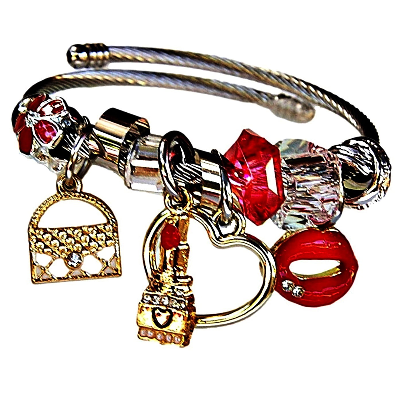 Pulsera Acero Tocador Rojo