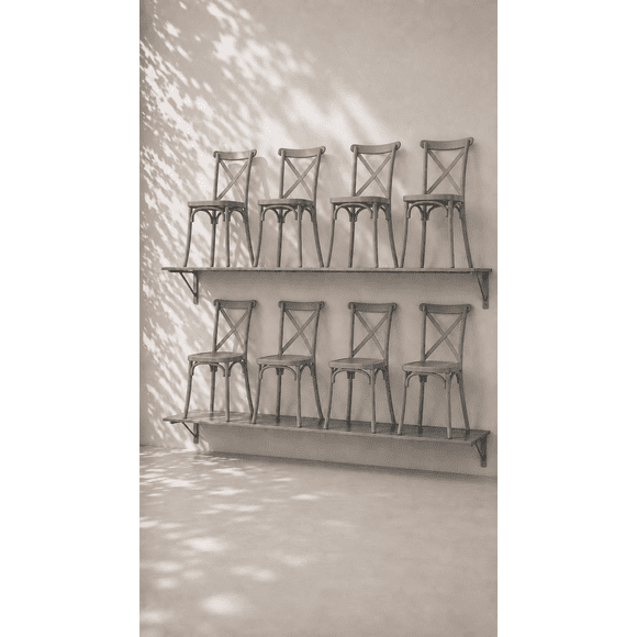 Pack de 8 Sillas Crossback Danubio Polipropileno de Comedor o Terraza Exterior - Gris