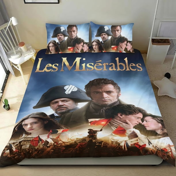 Los Miserables Conjunto de sábanas temático, trío de piezas, cómodo y amigable con la piel, diseño único, regalo de decoración para el hogar para familiares, amigos y fans,140cm *210cm