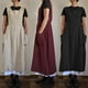 thumbnail image 5 of Vestido informal holgado de lino y algodón para mujer, con tirantes largos, estilo pichi, con bolsillos, 5 of 5