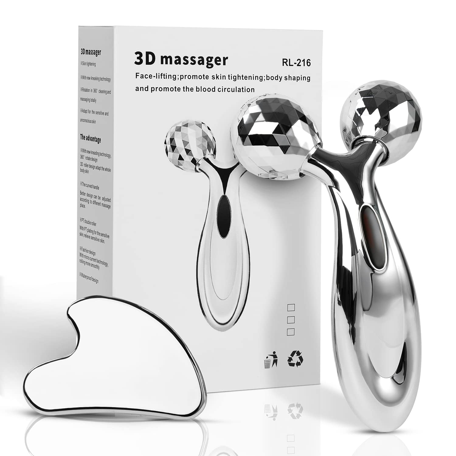 Set De Rodillos Gua Sha And Face Leiwo De Acero Inoxidable Para Mujer