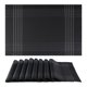 thumbnail image 1 of REGALWOVEN Juego de 8 Manteles Individuales para Decoración de Mesa de Comedor Interior Exterior Lavable Mantel de Mesa de Cocina Limpieza con Paño Negro 18*12in, 1 of 7
