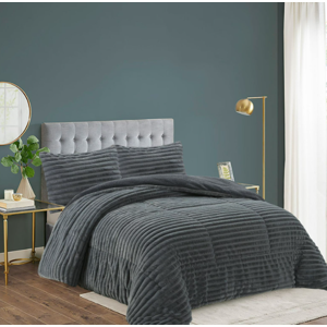 Todostore - Cobertor Texturizado Con Chiporro Lineas 2 Plazas Color Plomo