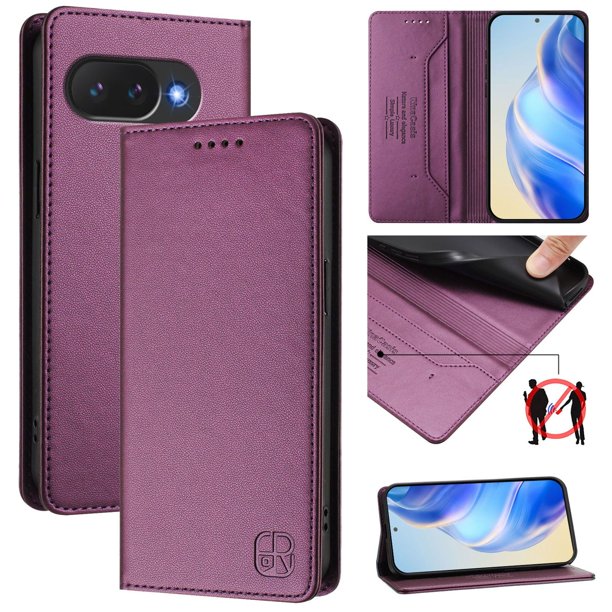 Funda Billetera con Soporte para Google Pixel 10a Bloqueo RFID Plegable Violeta
