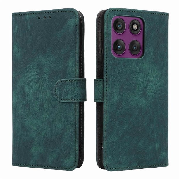 Funda Billetera para Motorola Moto Edge 60 Pro con Soporte - Cartera de Cuero con Ranuras Verde