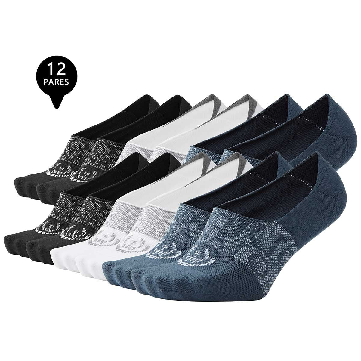 Giovacchino - Pack De 12 Calcetines Invisibles Deportivos Hombre Premium