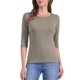 thumbnail image 1 of INSPIRE CHIC Camisetas de Mujer Mangas al Codo Cuello Barco Ajuste Ceñido Casual Camisetas Marrón Claro L, 1 of 6