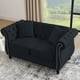 thumbnail image 2 of 58.8" Chesterfield Sofa Black Velvet for Living Room, 2 Seater Sofa Tufted Couch with Rolled Arms and Nailhead for Living Room, Bedroom, Office, Apartment, two pillows, 2 of 3
